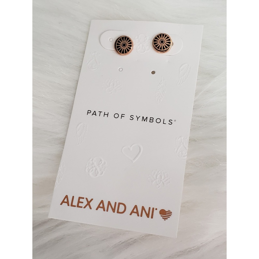 Alex And Ani Cosmic Balance Celestial Disc Stud Post Earrings silver 14k plated
